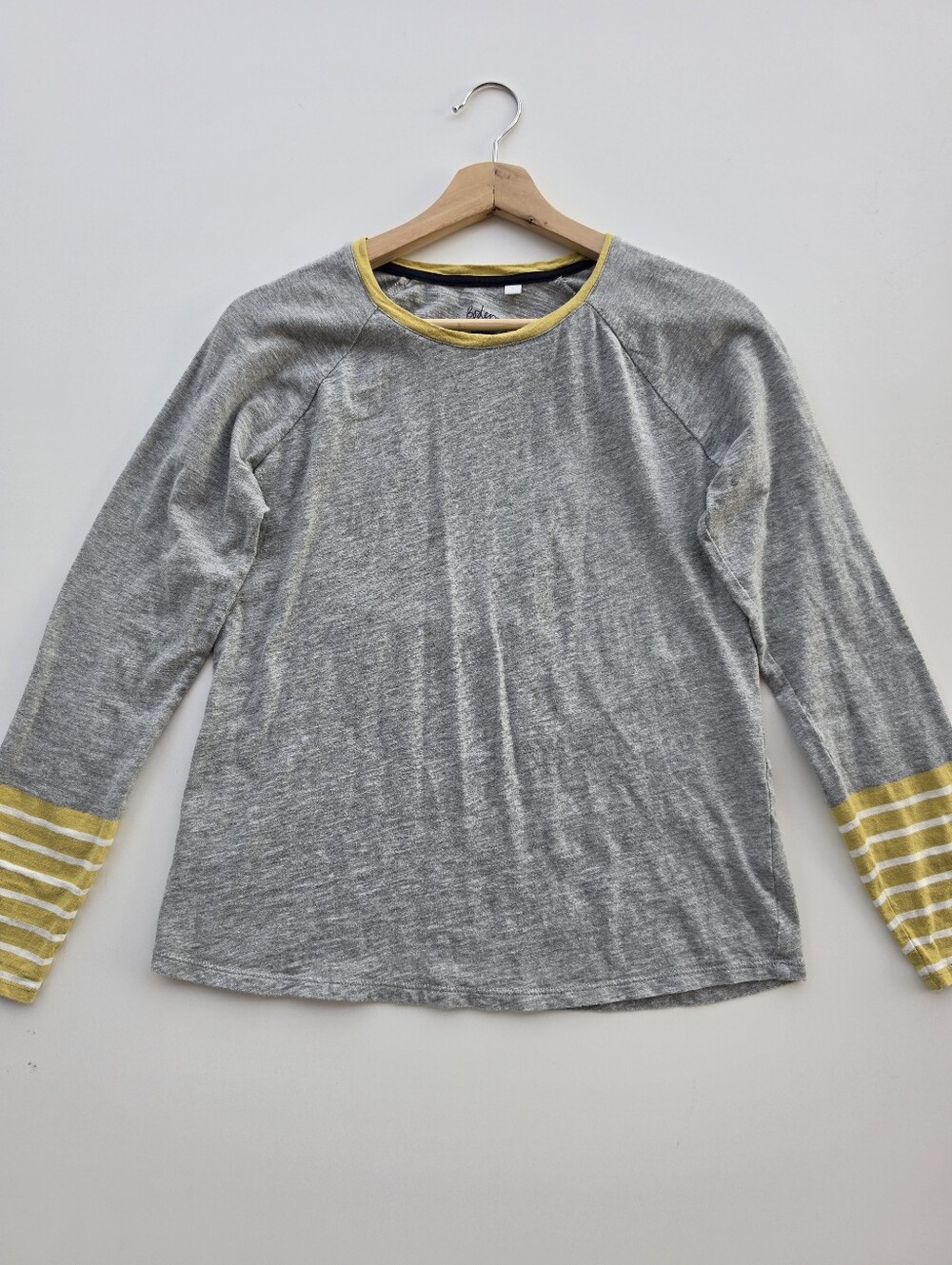 Boden Heathered Grey Long Sleeve Crew Neck Top